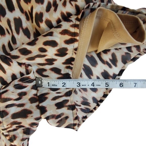 Material Girl Natural Leopard spaghetti strap shorts romper sz S - Picture 11 of 12